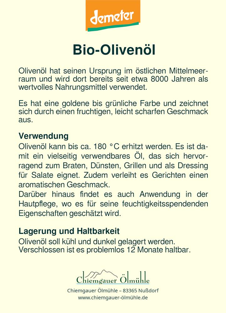 Produktbild: Infokarte: Olivenöl